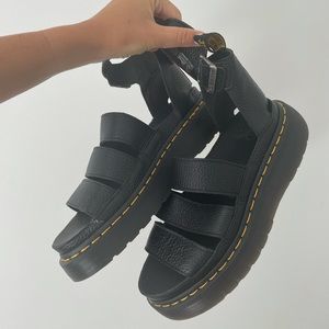 Dr. Martens Black Leather Platform Sandals